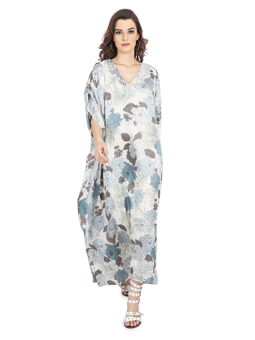 

TSM Floral Printed Kaftan Maxi Dress, White