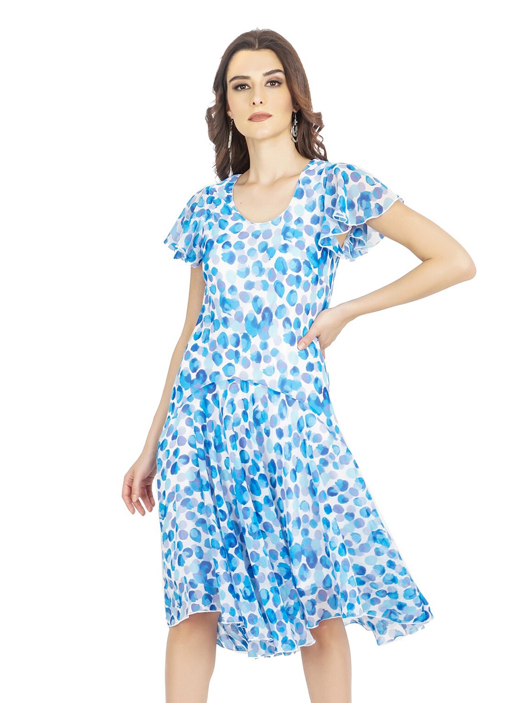 

TSM Floral Georgette Dress, Turquoise blue