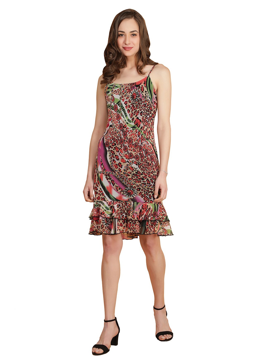 

TSM Georgette A-Line Dress, Brown