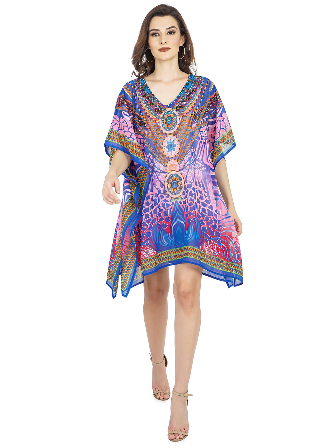 

TSM Ethnic Motifs Kaftan Dress, Purple