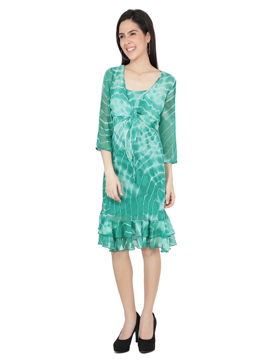 

TSM Tie and Dye A-Line Dress, Green