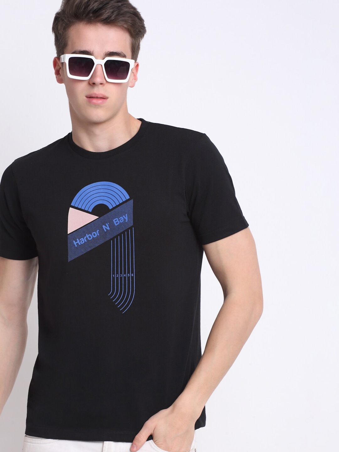 

HARBOR N BAY Men Cotton Printed T-shirt, Black
