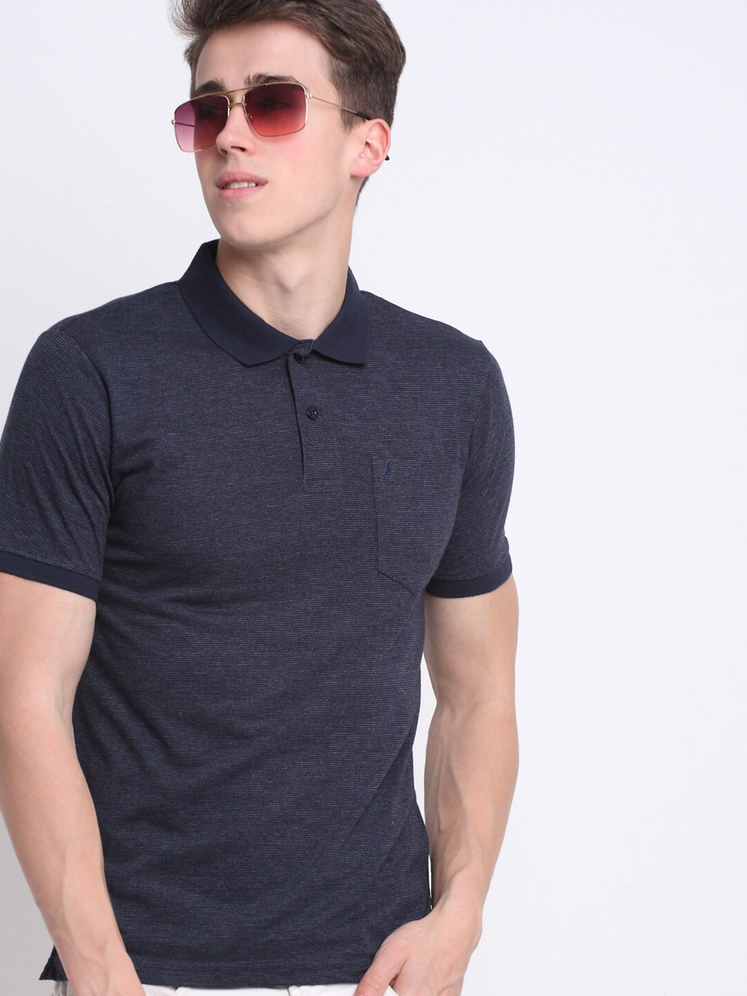 

HARBOR N BAY Men Cotton Polo Collar T-shirt, Navy blue