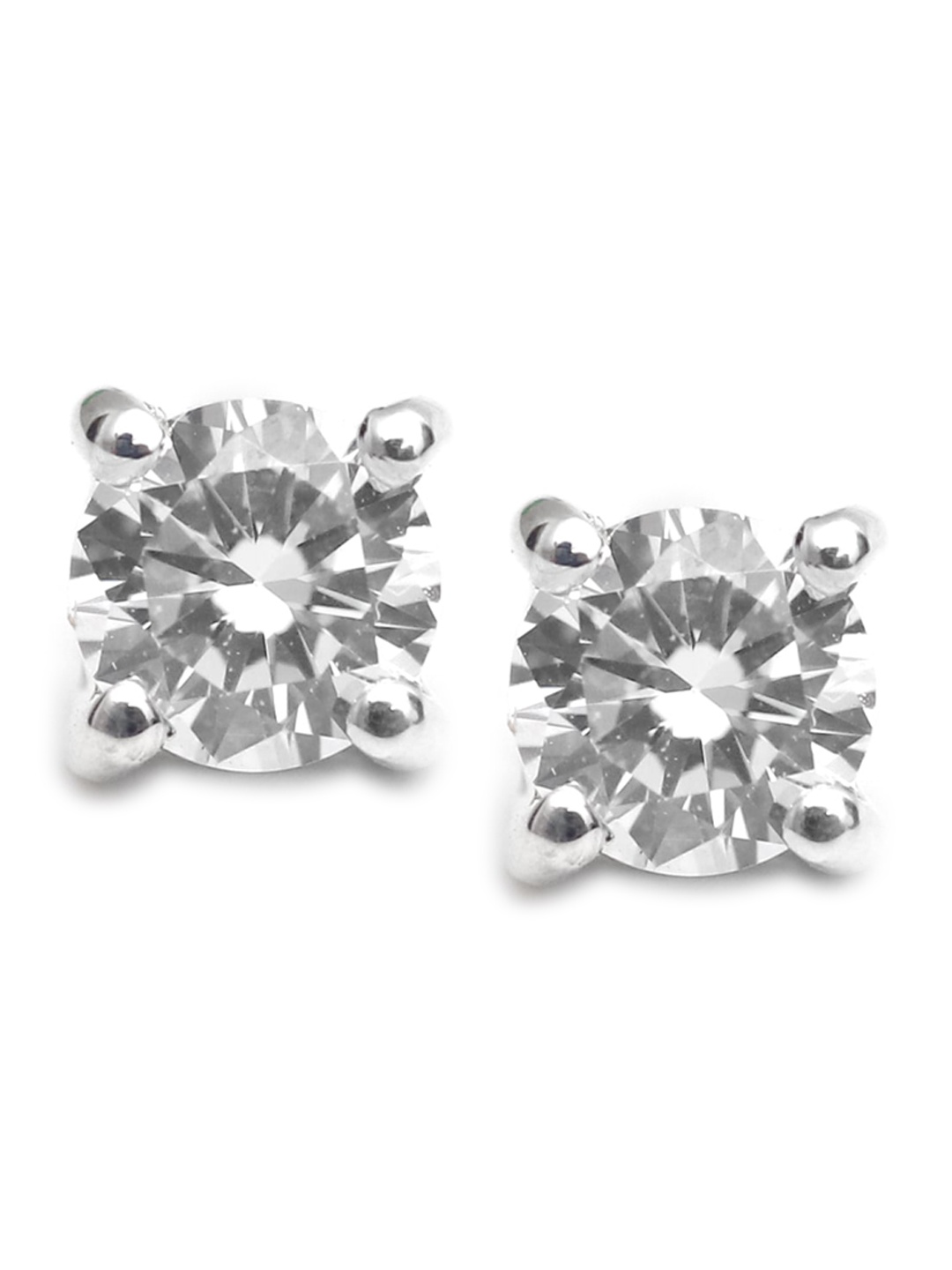 

HIFLYER JEWELS Silver plated Zircon Studded Contemporary Studs Earrings, White