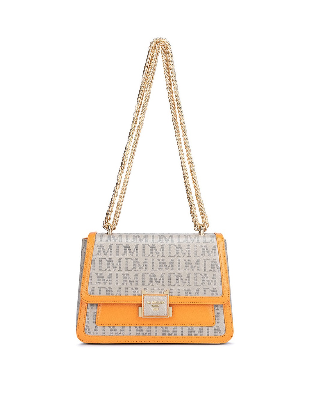 

Da Milano Women Printed Leather Structured Sling Bag, Beige