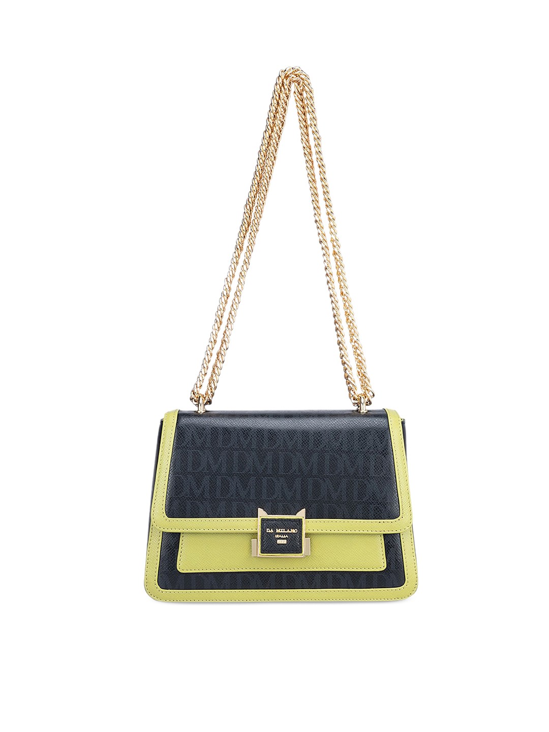 

Da Milano Women Printed Leather Swagger Sling Bag, Black