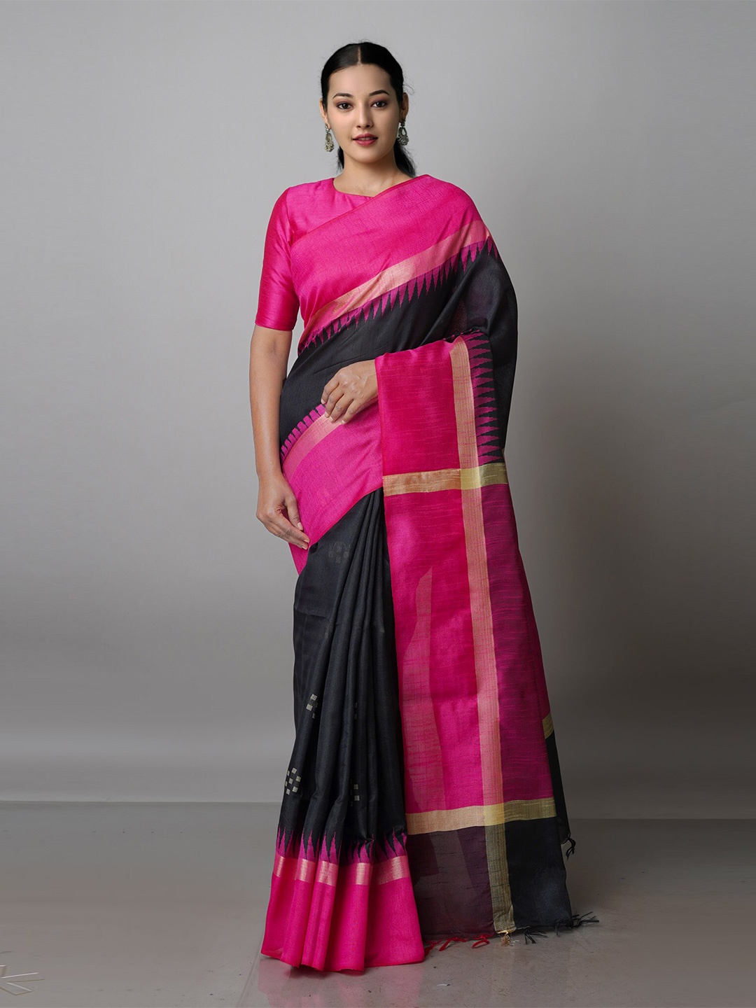 

Unnati Silks Woven Design Zari Jamdani Saree, Black