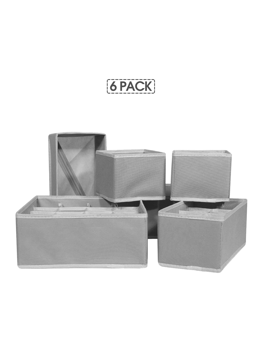 

HOUSE OF QUIRK Set Of 6 Grey Foldable Storage Box