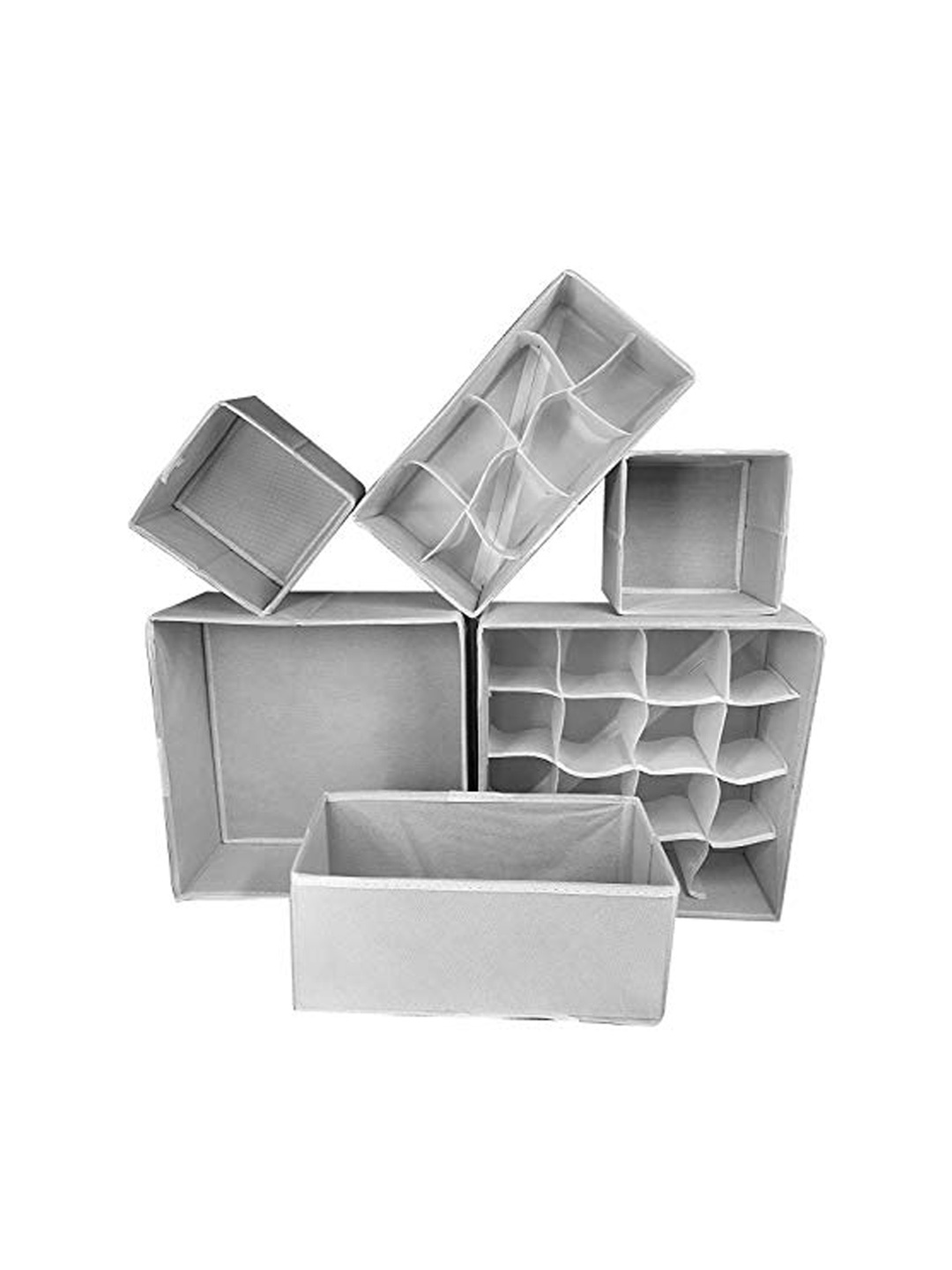 

HOUSE OF QUIRK Set Of 6 Grey Foldable Drawer Organizer Dividers Cloth Storage Box