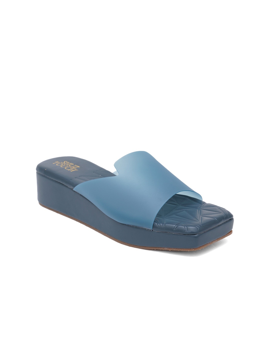 

SHUZ TOUCH Blue Wedge Mules