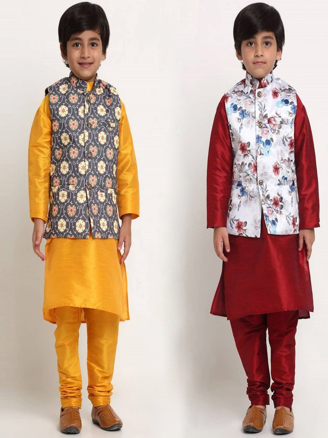 

Benstoke Boys Floral Printed Kurta with Churidar, Yellow