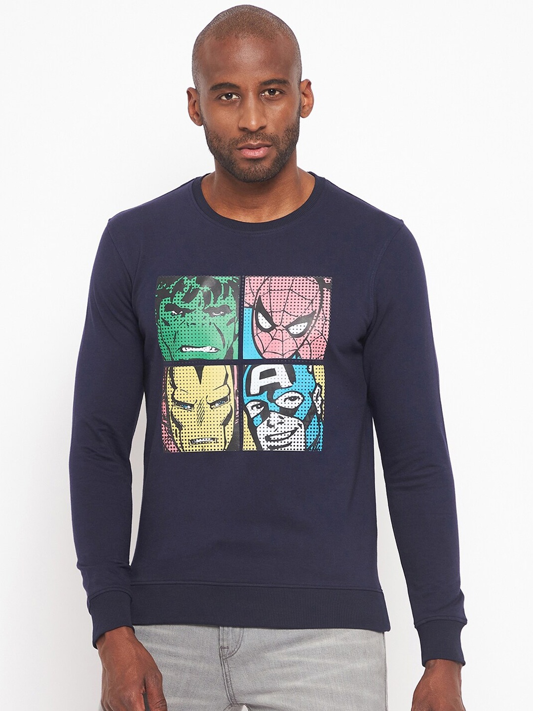 

Marvel by Wear Your Mind Men Printed Sweatshirt, Navy blue