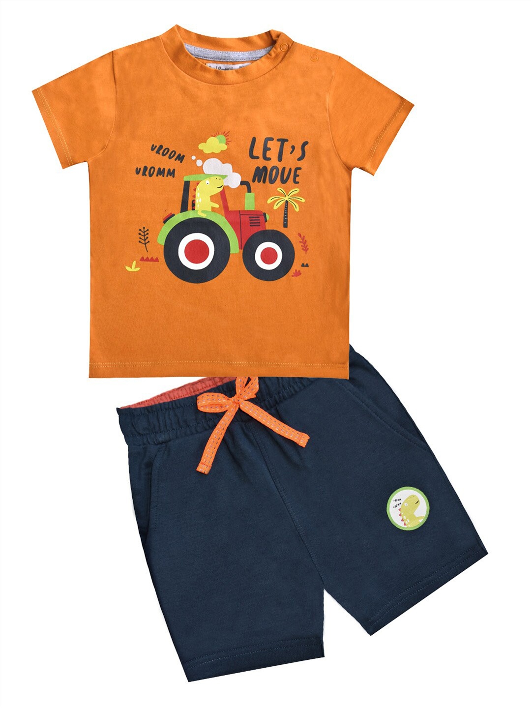 

milou Boys Printed T-shirt with Shorts, Mustard