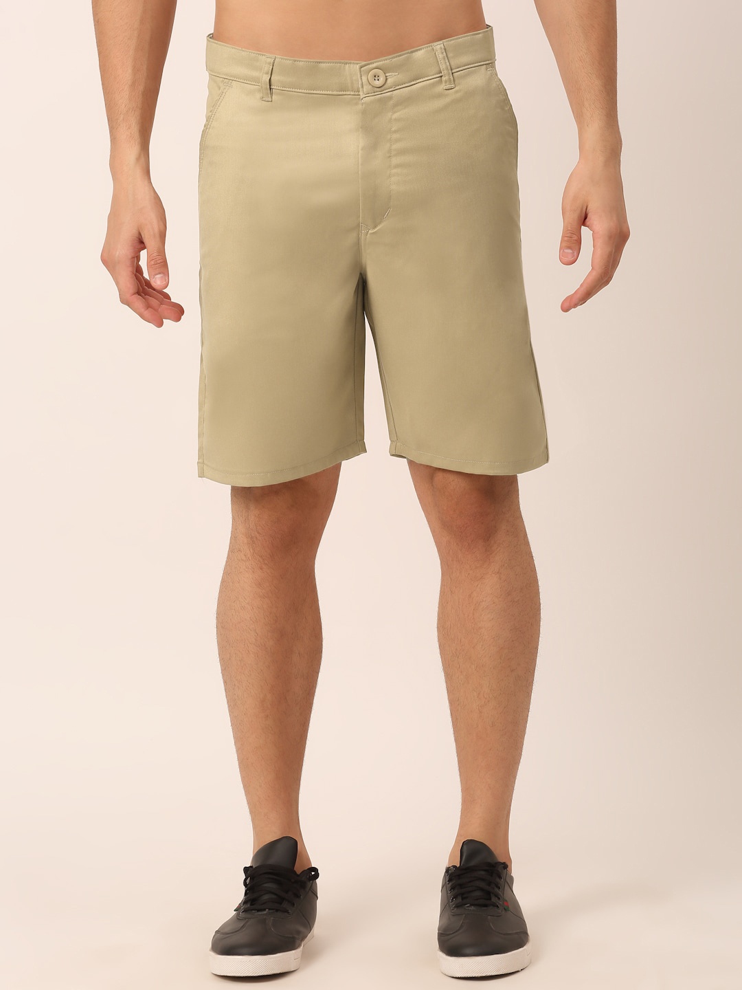 

JAINISH Men Mid Rise Regular Fit Pure Cotton Shorts, Beige
