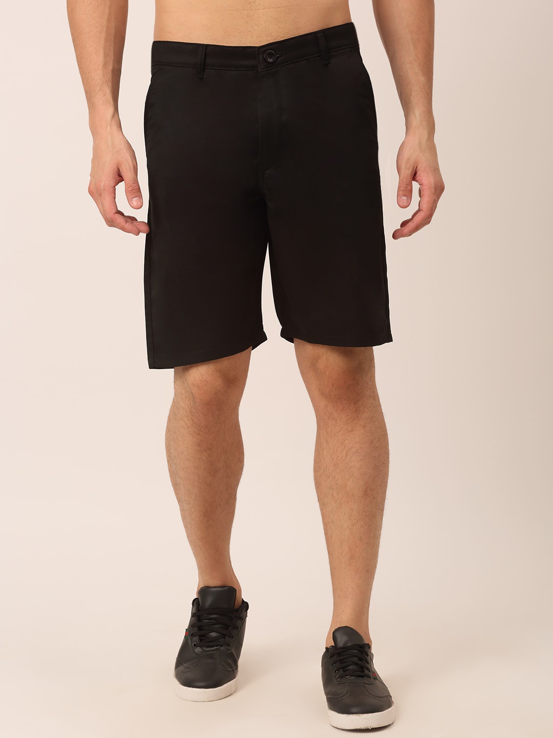 

JAINISH Men Mid Rise Regular Fit Pure Cotton Shorts, Black