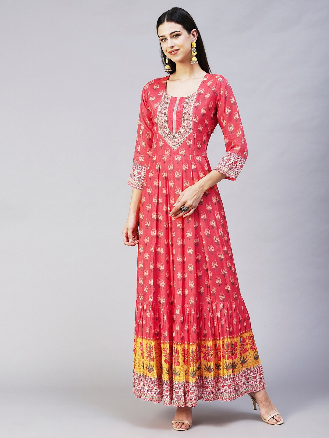 

FASHOR Ethnic Motifs Maxi Dress, Coral