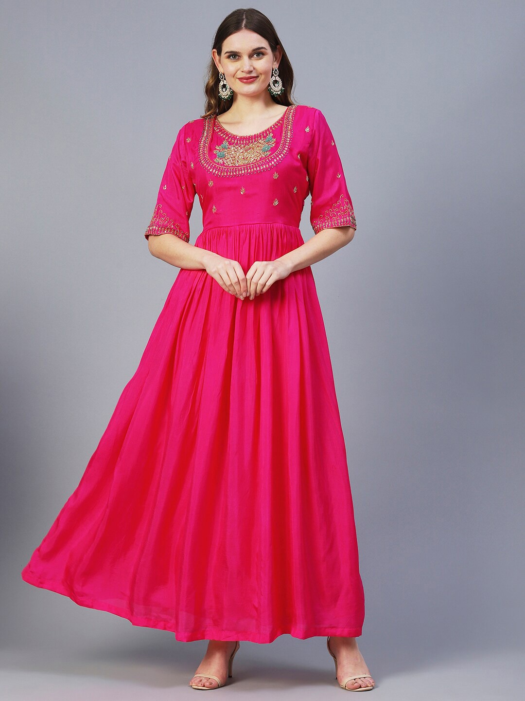 

FASHOR Fuchsia Embellished Maxi Dress