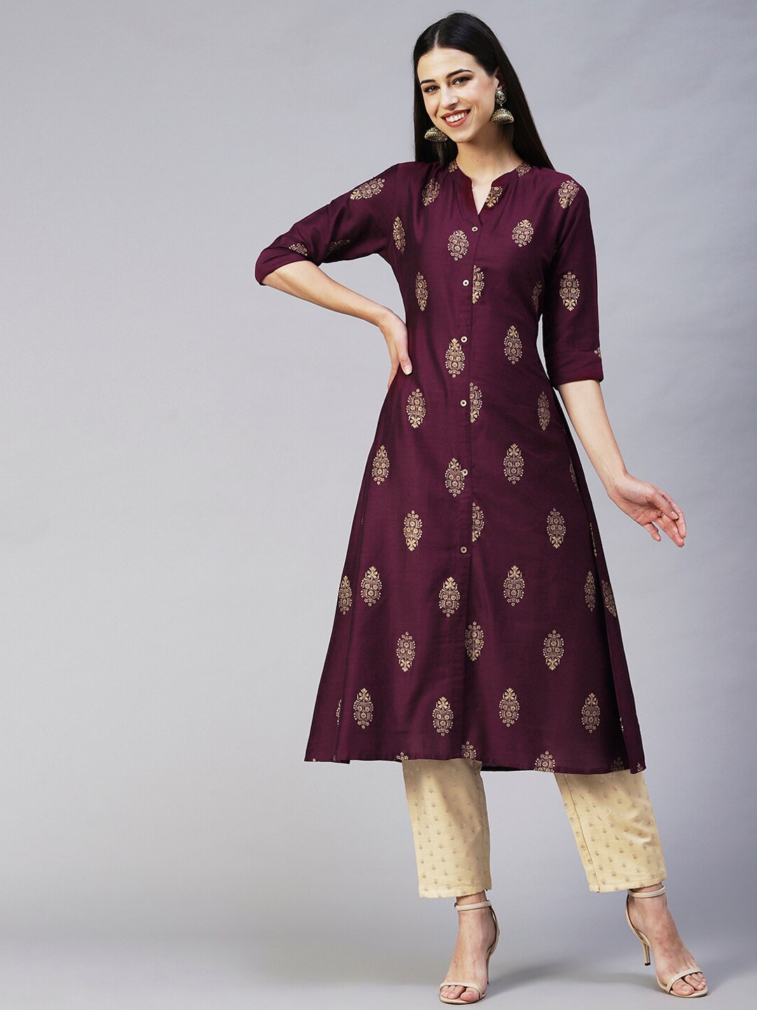 

FASHOR Ethnic Motifs Printed Kurta, Magenta