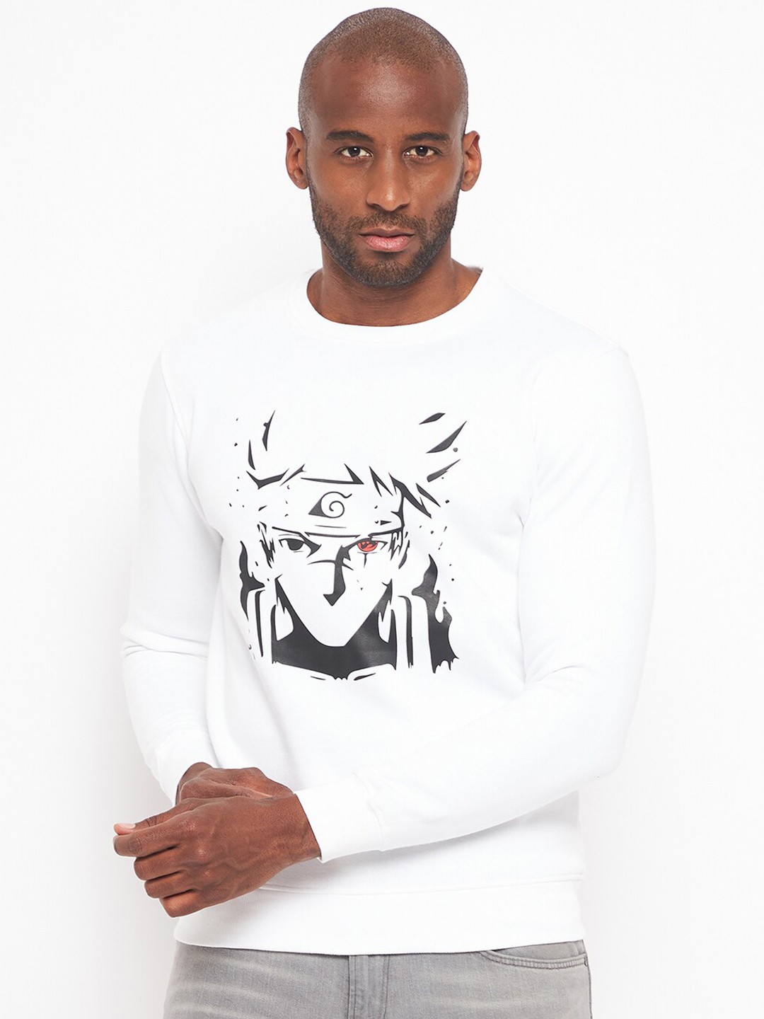 

Wear Your Mind Men Cotton Printed Sweatshirt, White