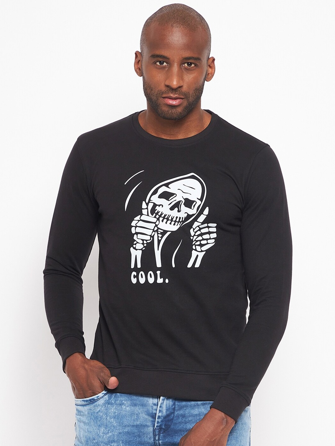 

Wear Your Mind Men Cotton Printed Sweatshirt, Black