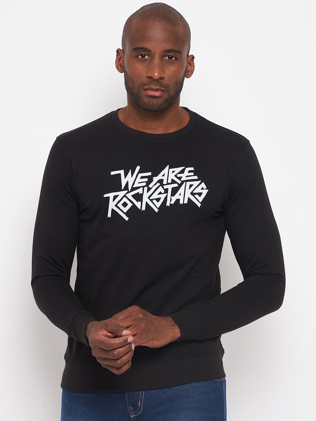 

Wear Your Mind Men Cotton Printed Sweatshirt, Black