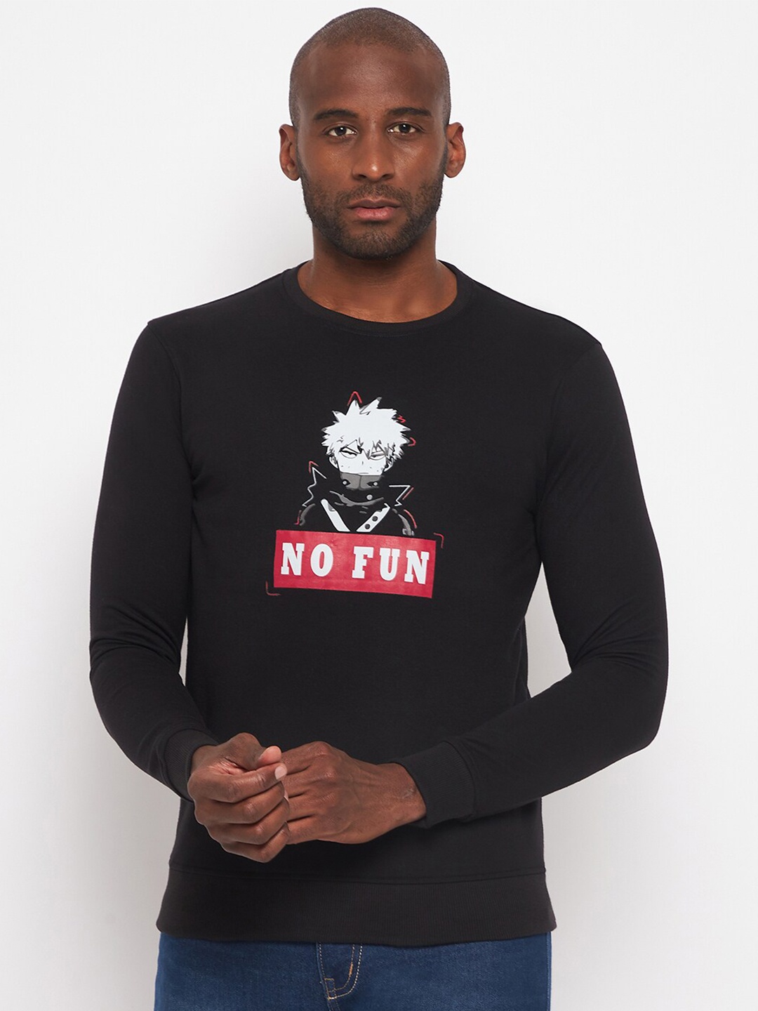 

Wear Your Mind Men Cotton Printed Sweatshirt, Black