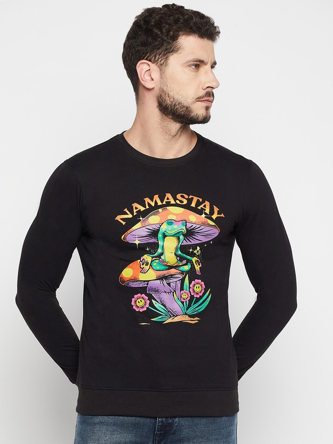 

Wear Your Mind Men Cotton Printed Sweatshirt, Black