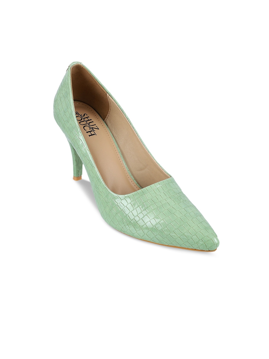 

SHUZ TOUCH Textured Kitten Pumps, Green