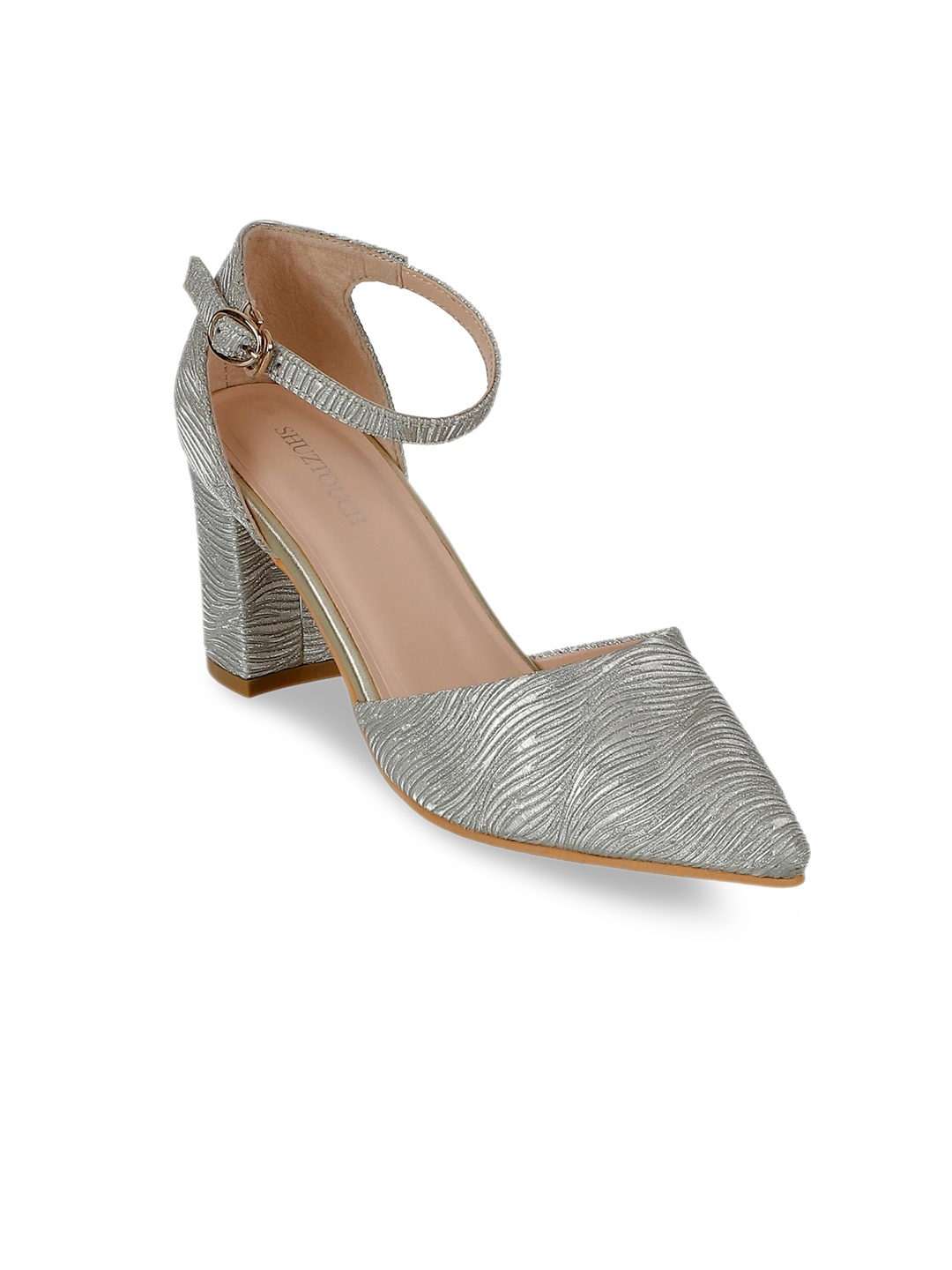 

SHUZ TOUCH Party Block Peep Toes, Silver