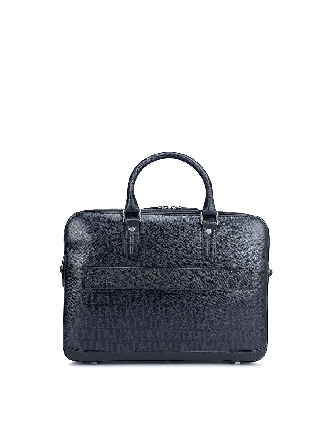 

Da Milano Men Textured Leather Laptop Bag, Black