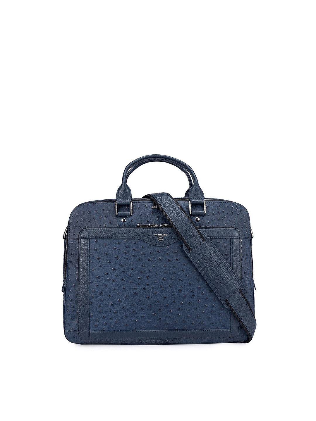 

Da Milano Men Textured Leather Laptop Bag, Blue