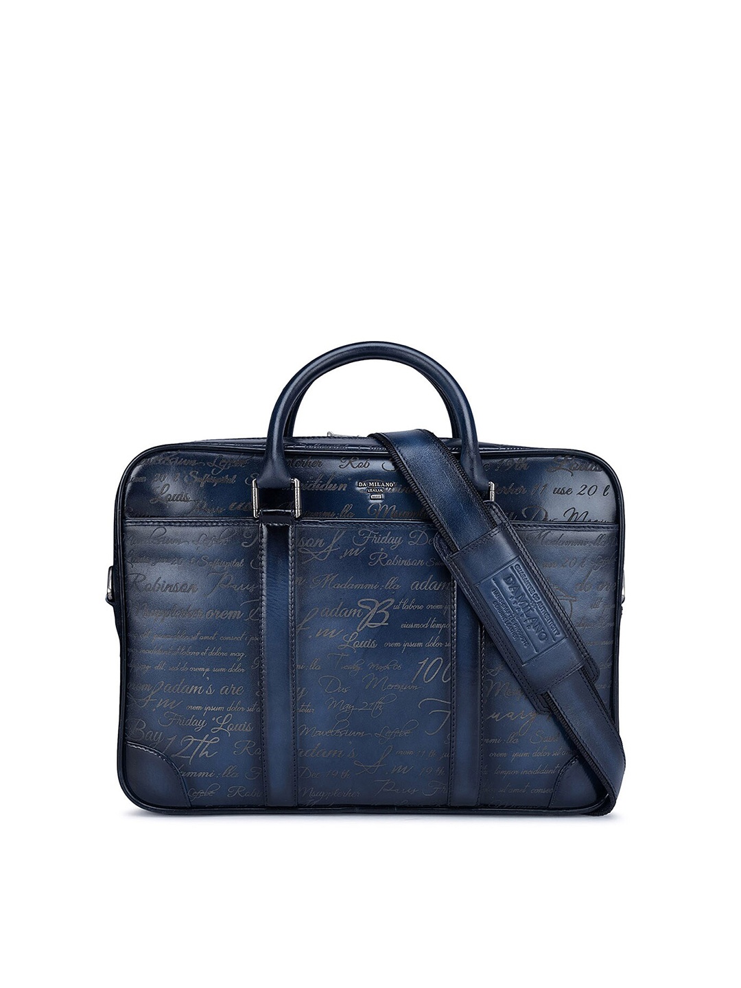 

Da Milano Men Printed Leather Laptop Bag, Blue