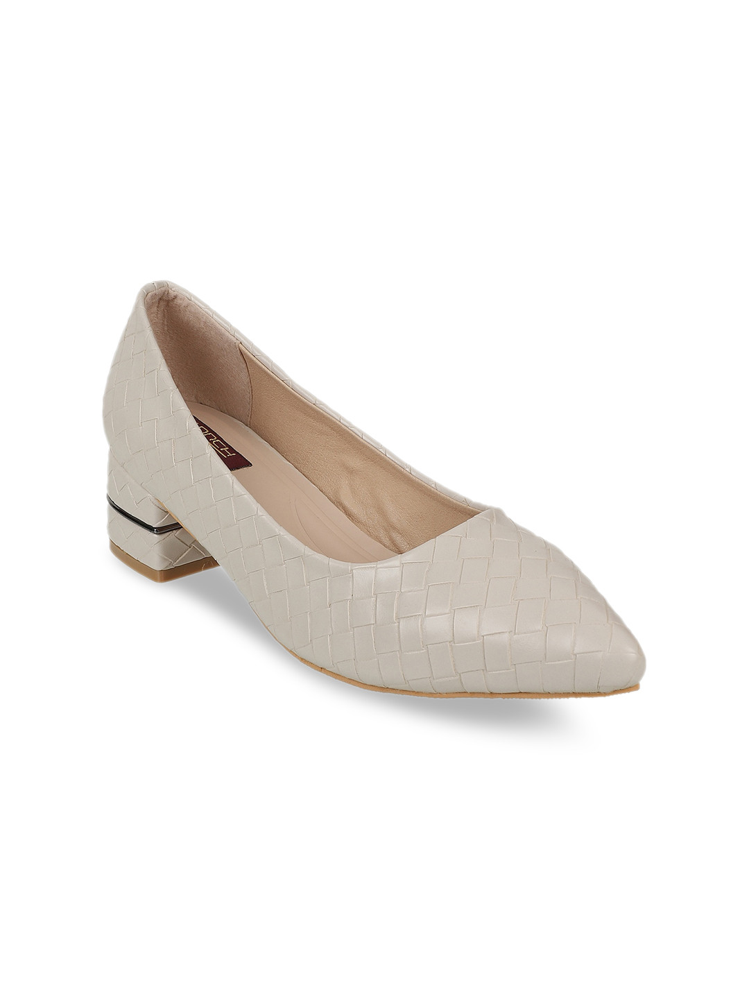 

SHUZ TOUCH Textured Block Pumps, Beige