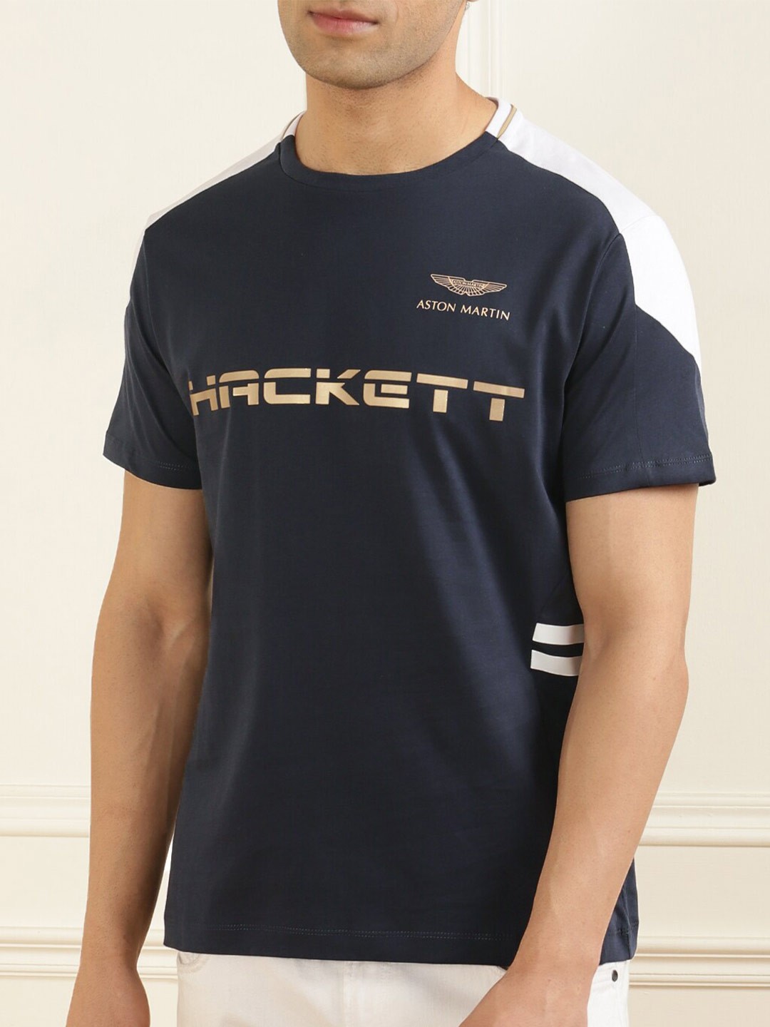

HACKETT LONDON Men Typography Printed Pure Cotton T-shirt, Black
