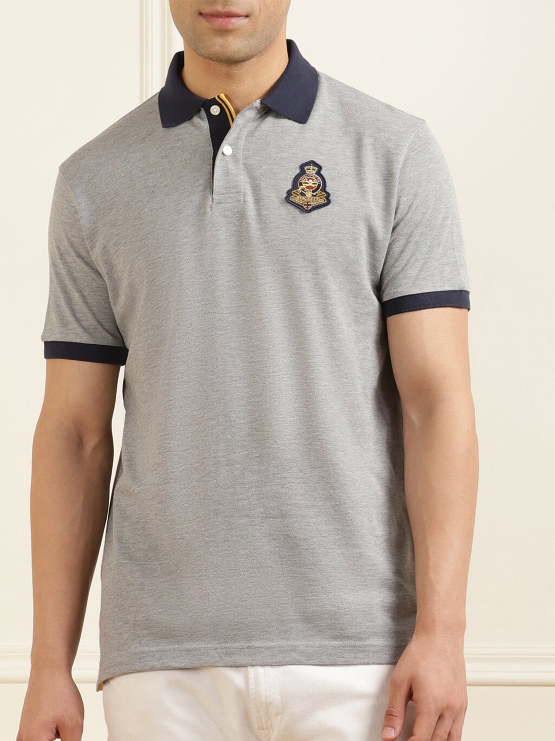 

HACKETT LONDON Men Polo Collar Pure Cotton T-shirt, Grey