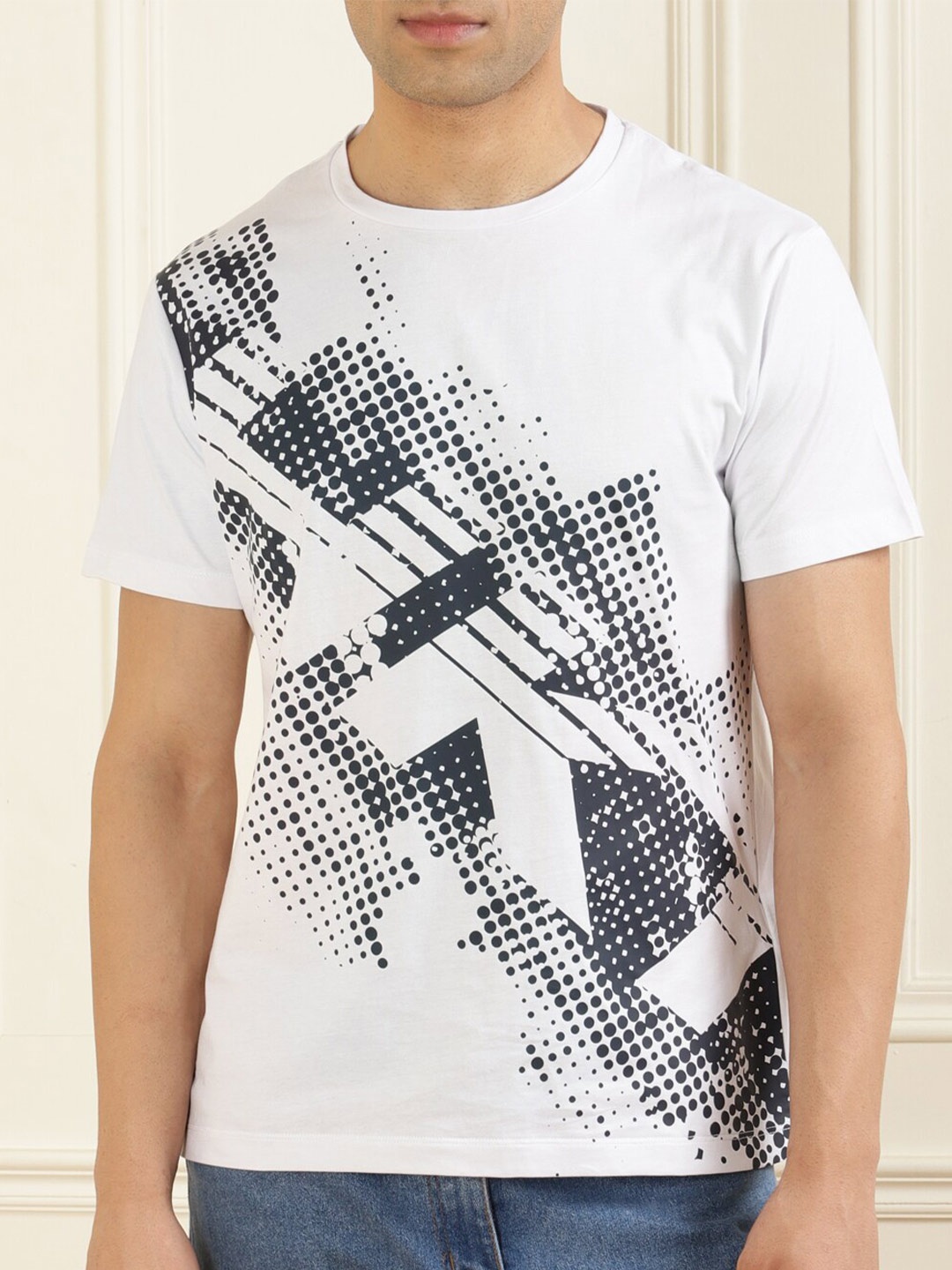 

HACKETT LONDON Men Printed Pure Cotton T-shirt, White