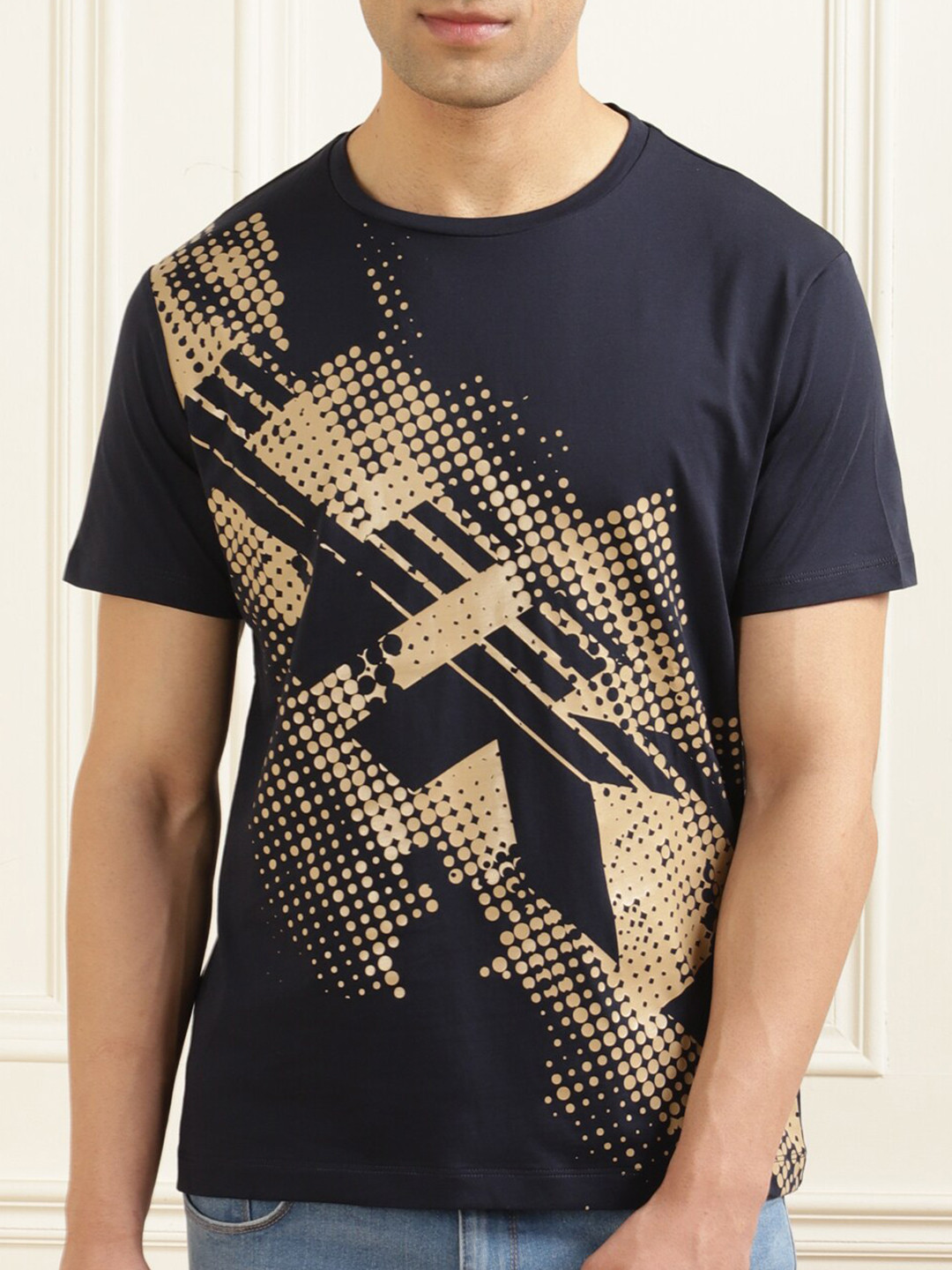 

HACKETT LONDON Men Printed Pure Cotton T-shirt, Black