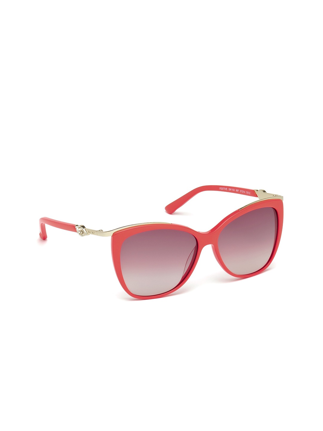 

SWAROVSKI Women Butterfly Sunglasses with UV Protected Lens SK0104 57 66F, Red