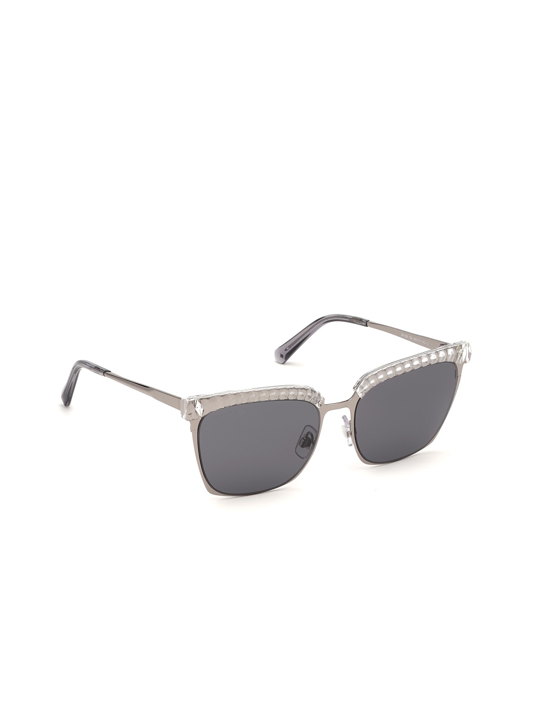 

SWAROVSKI Women Square Sunglasses with UV Protected Lens SK0196 55 12A, Grey