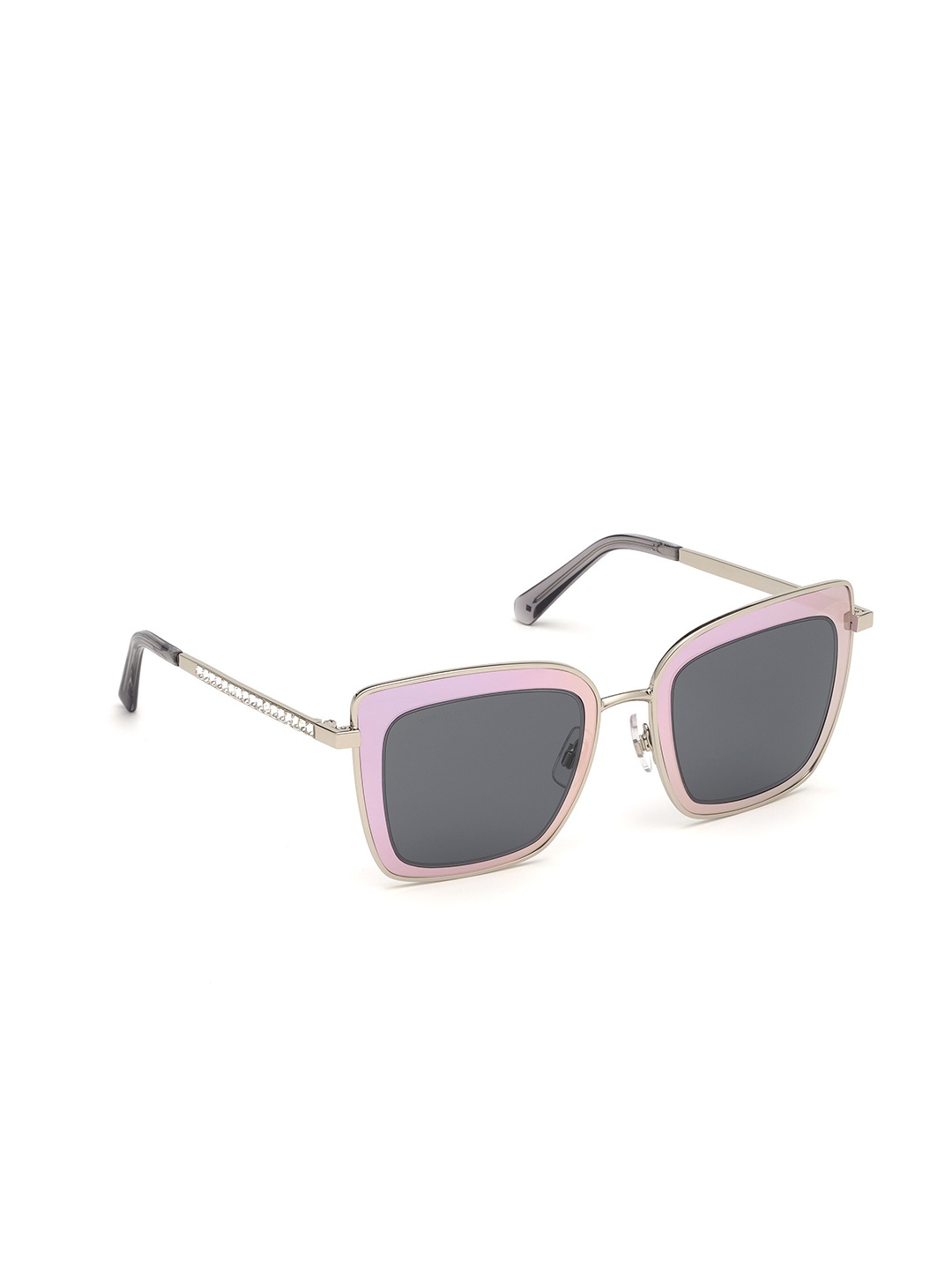 

SWAROVSKI Women Square Sunglasses with UV Protected Lens SK0198 60 16A, Grey