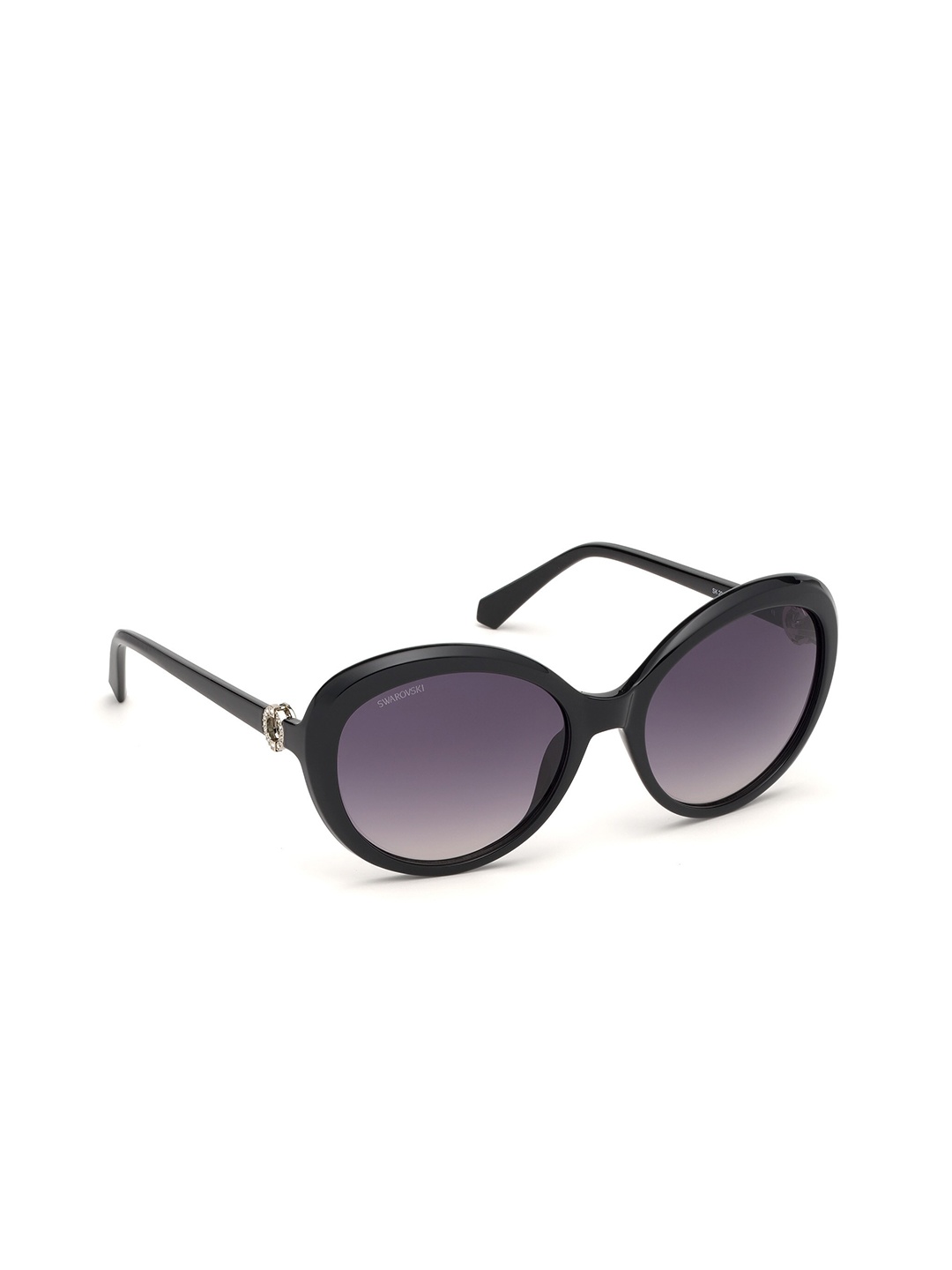 

SWAROVSKI Women Oval Sunglasses with UV Protected Lens SK0204 58 01B, Grey