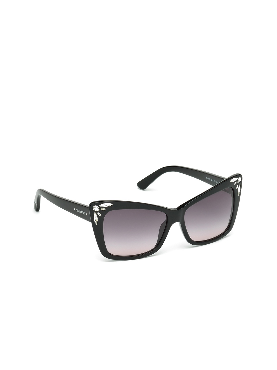 

SWAROVSKI Women Cateye Sunglasses with UV Protected Lens - SK0103 56 01B, Black