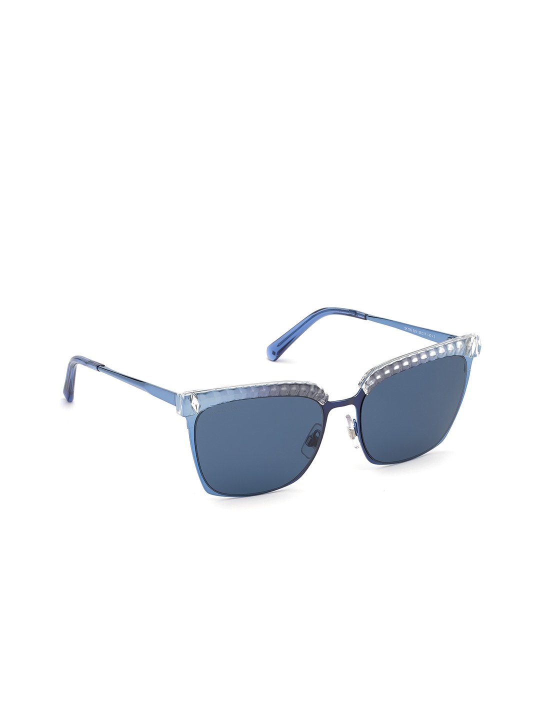 

SWAROVSKI Women Square Sunglasses with UV Protected Lens SK0196 55 92V, Blue