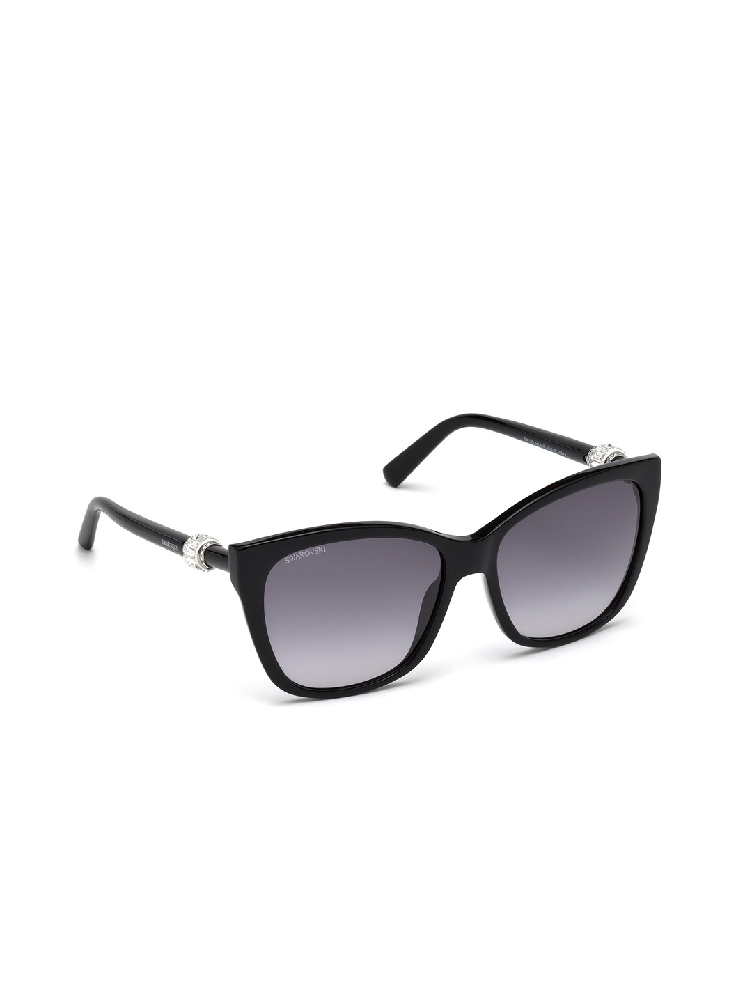 

SWAROVSKI Women Wayfarer Sunglasses with UV Protected Lens - SK0129 58 01B, Grey