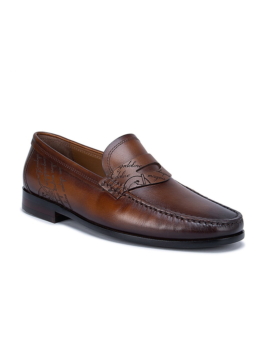 

ROSSO BRUNELLO Men Leather Formal Loafers, Tan