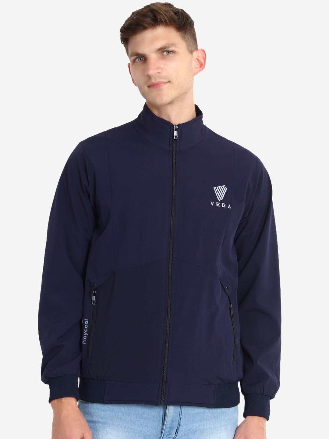 

VEGA Men Windcheater Outdoor Bomber Jacket, Navy blue