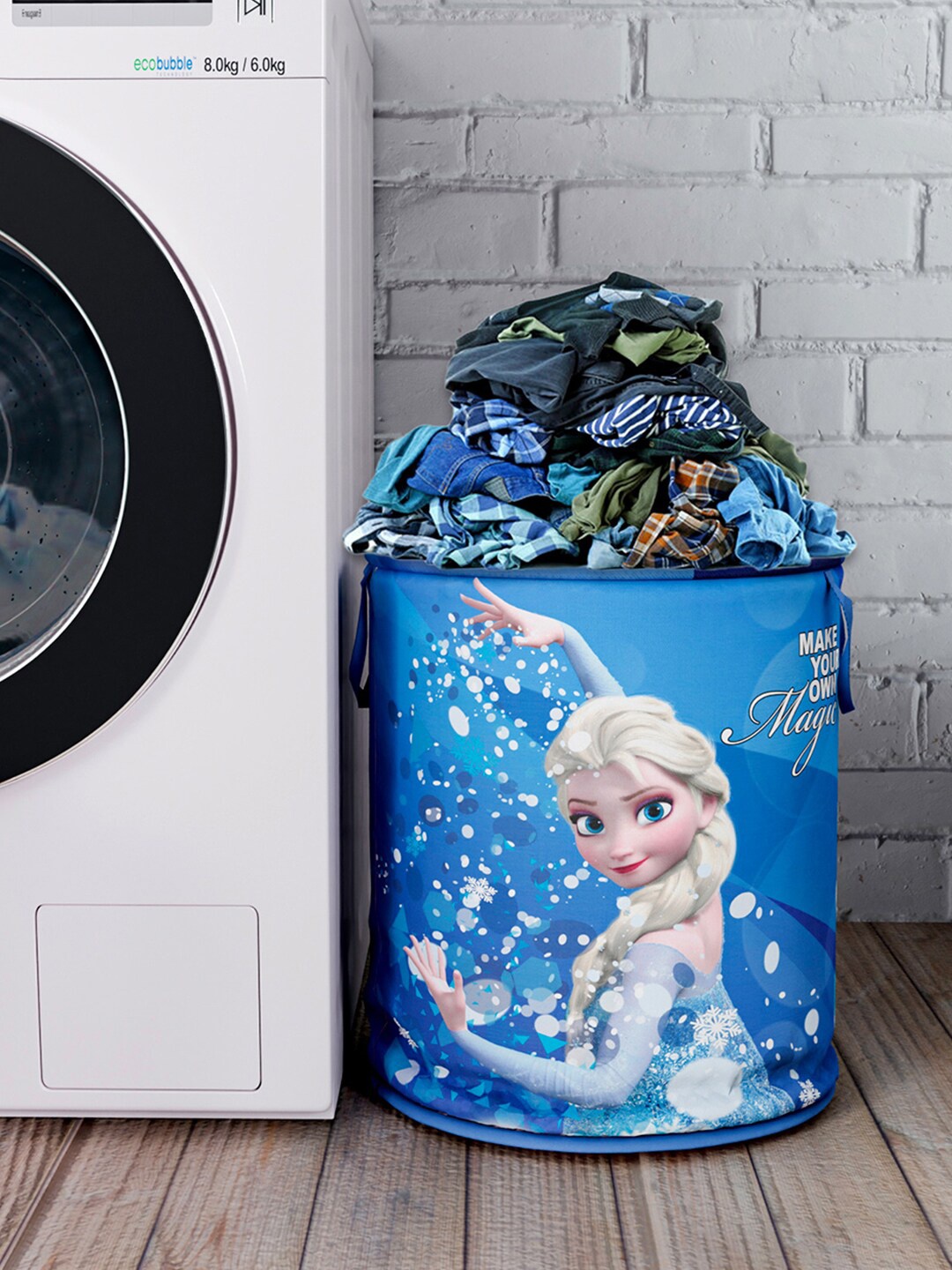 

Kuber Industries Set Of 2 Blue Disney Frozen Printed Waterproof Foldable Laundry Bag