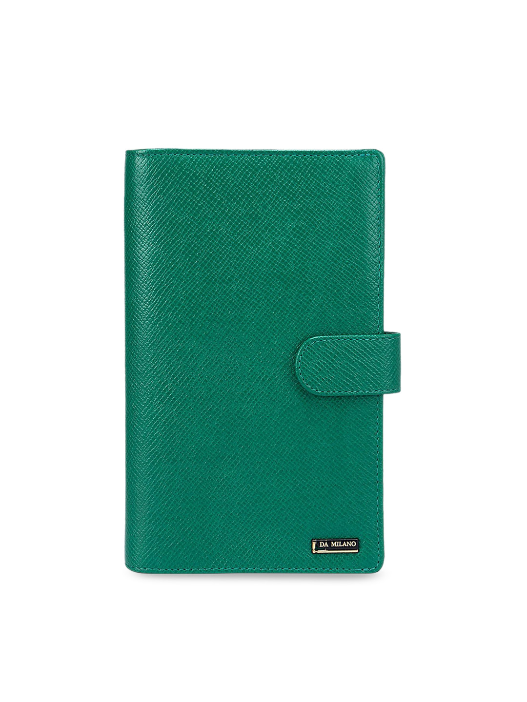 

Da Milano Men Leather Textured Passport Cover, Green