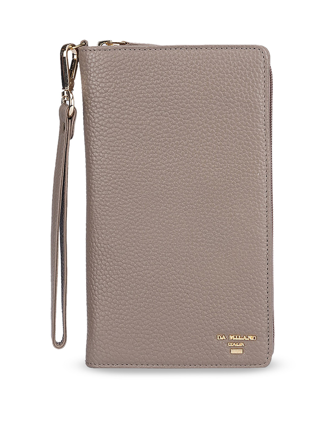 

Da Milano Men Textured Leather Passport Cover, Brown