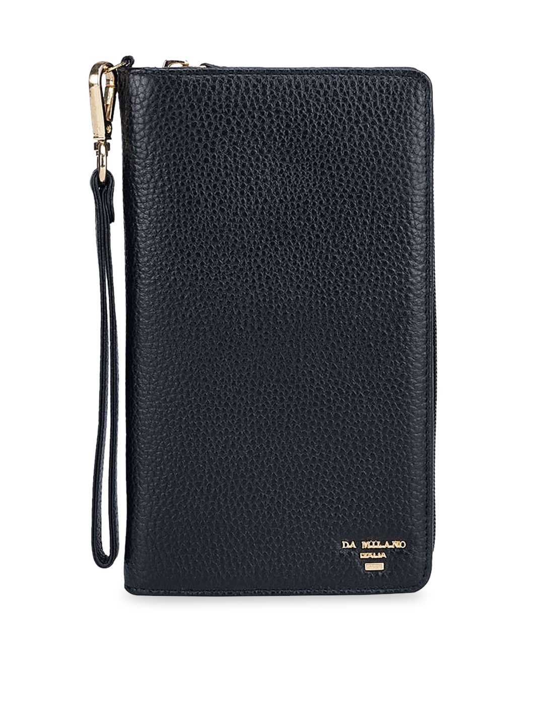 

Da Milano Men Textured Leather Passport Cover, Black
